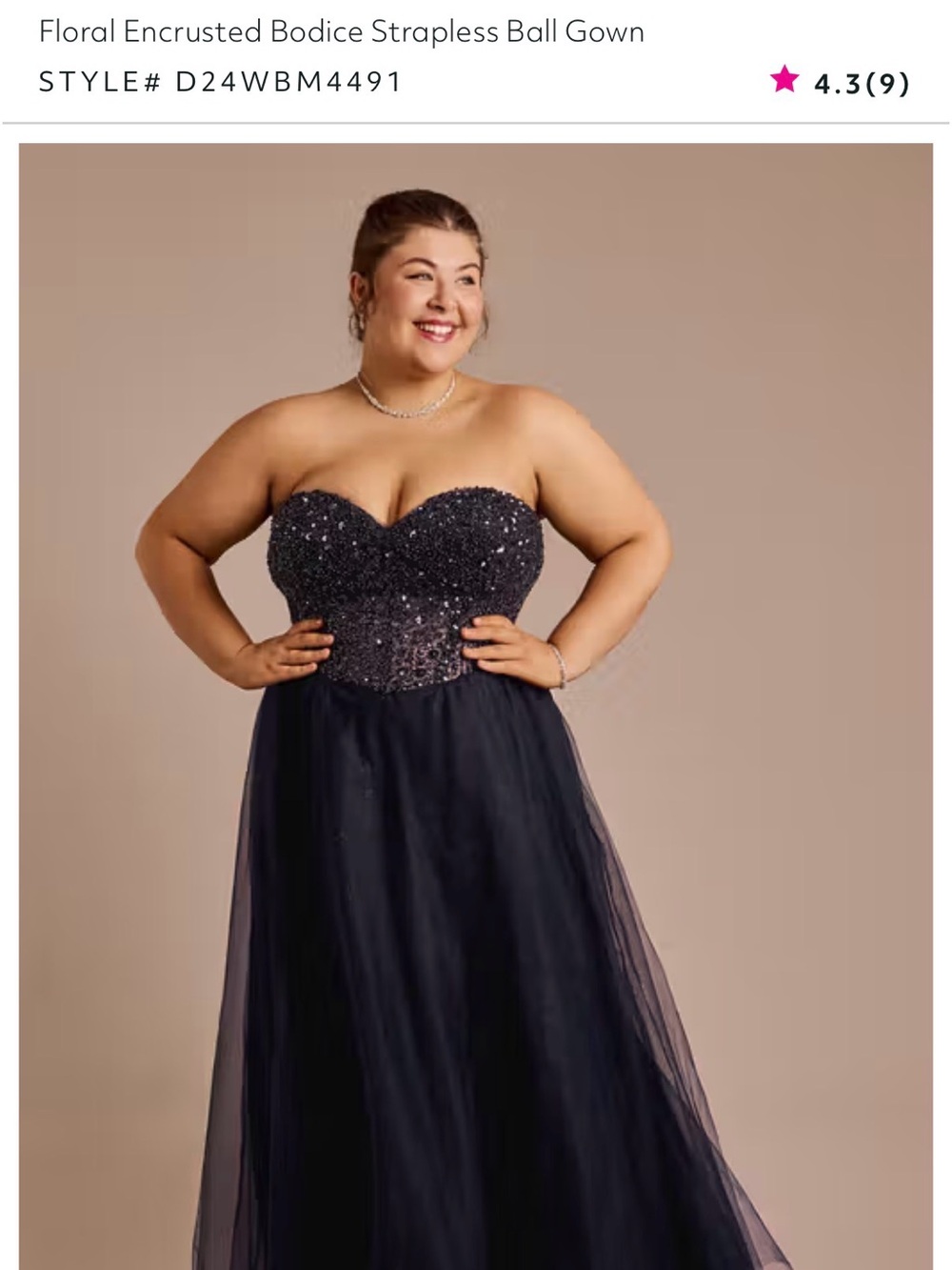 NWT Strapless Jules & Cleo sequin & tulle corset Ball Gown Dress — Navy & Silver
